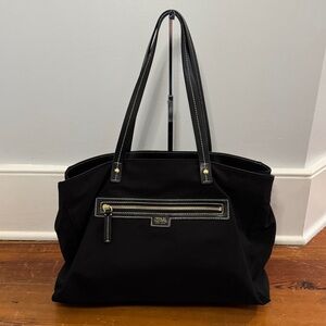 Frances Valentine New York Henry Black Nylon Leather Tote Bag Large